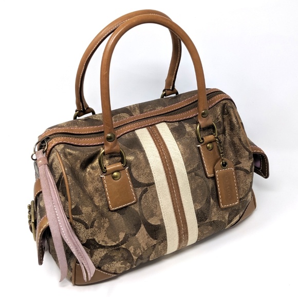 Coach Handbags - Coach Signature Satchel Brown Tan Bronze Rare